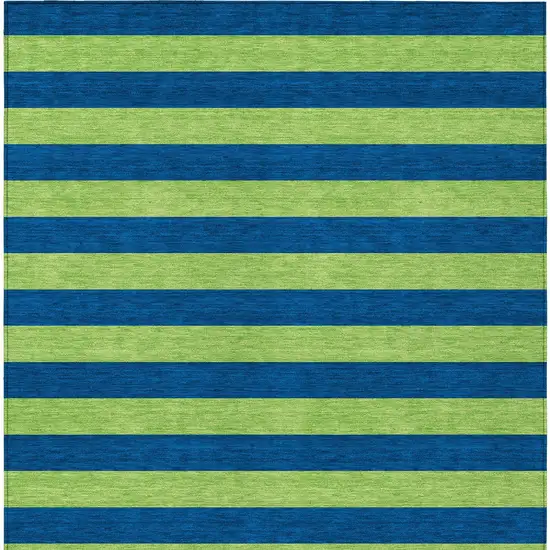 Navy Blue Striped Washable Non Skid Indoor Outdoor Area Rug Photo 7