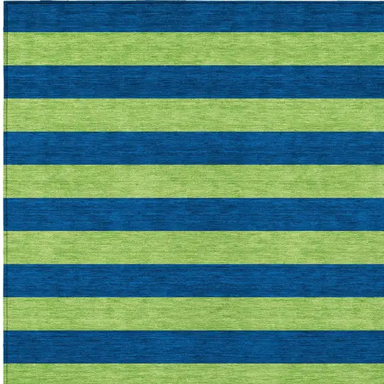 Navy Blue Striped Washable Non Skid Indoor Outdoor Area Rug Photo 6