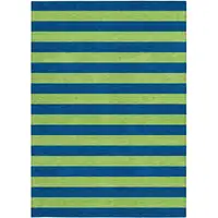 Photo of Navy Blue Striped Washable Non Skid Indoor Outdoor Area Rug