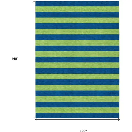 Navy Blue Striped Washable Non Skid Indoor Outdoor Area Rug Photo 3