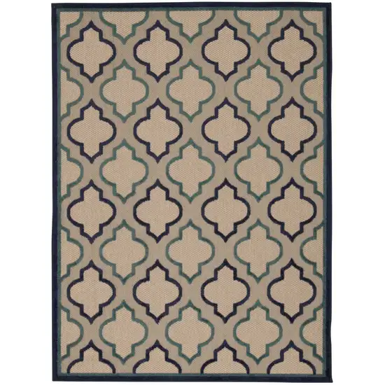 Navy Blue Trellis Indoor Outdoor Area Rug Photo 1