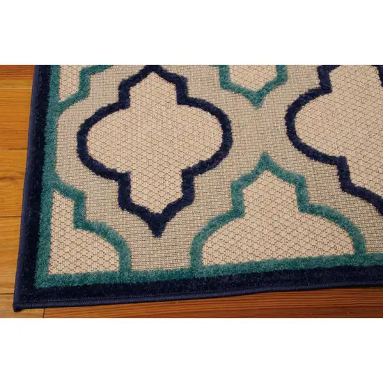 Navy Blue Trellis Indoor Outdoor Area Rug Photo 3