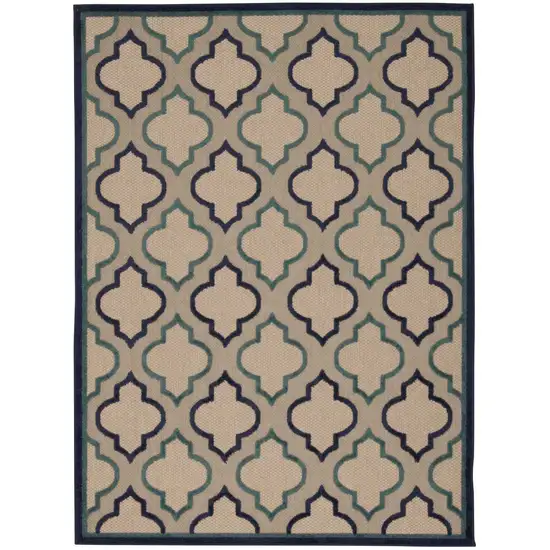 Blue And Ivory Geometric Indoor Outdoor Area Rug Photo 8