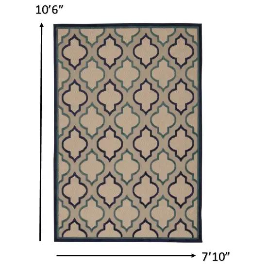 Navy Blue Trellis Indoor Outdoor Area Rug Photo 2