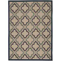 Photo of Navy Blue Trellis Indoor Outdoor Area Rug