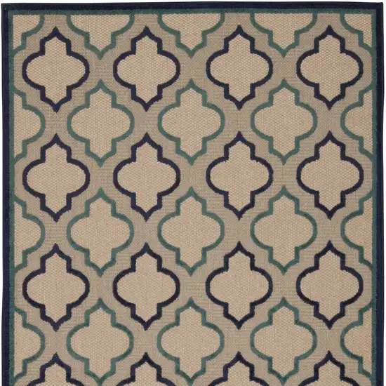 Navy Blue Trellis Indoor Outdoor Area Rug Photo 6