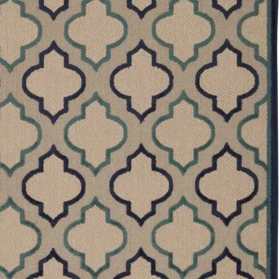 Navy Blue Trellis Indoor Outdoor Area Rug Photo 5