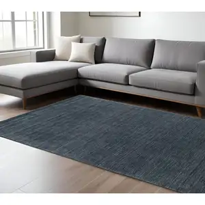 Photo of Navy Blue Wool Hand Tufted Area Rug