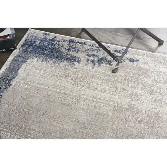 Navy Blue and Gray Abstract Distressed Non Skid Area Rug Photo 8