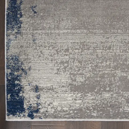 Navy Blue and Gray Abstract Distressed Non Skid Area Rug Photo 4