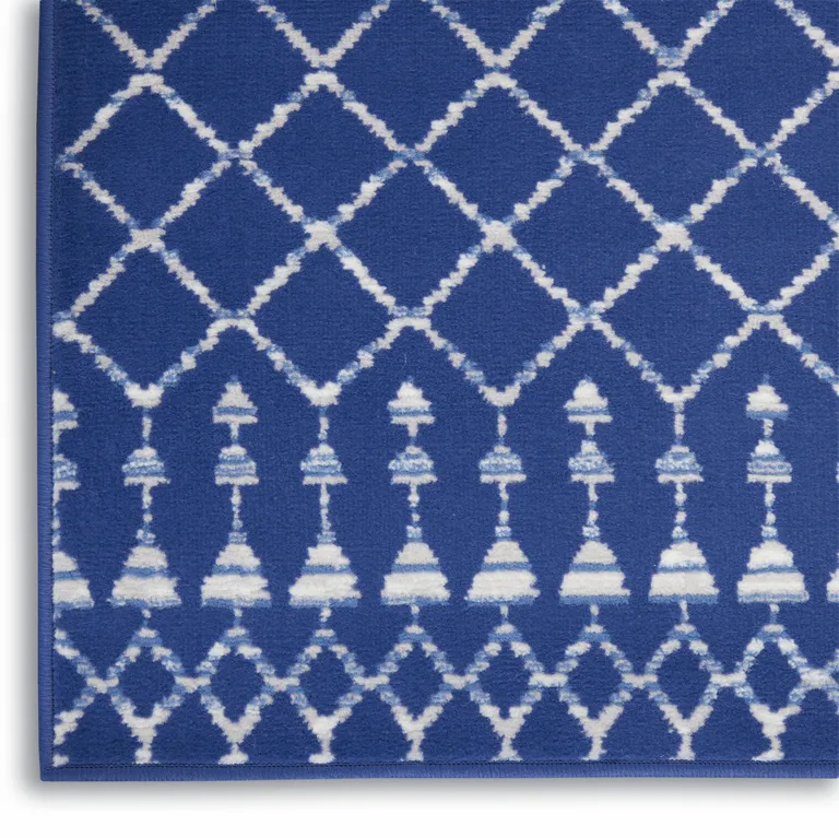 Navy Blue and Ivory Berber Pattern Area Rug Photo 4