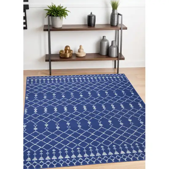 Navy Blue Geometric Berber Area Rug Photo 1