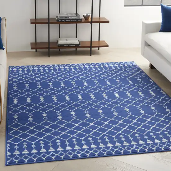 Navy Blue and Ivory Berber Pattern Area Rug Photo 7