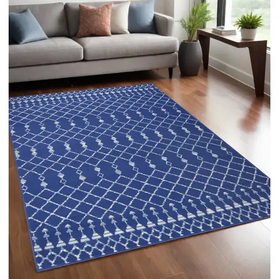 Navy Blue Geometric Berber Area Rug Photo 1