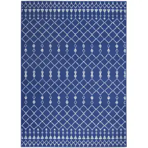 Photo of Navy Blue and Ivory Berber Pattern Area Rug