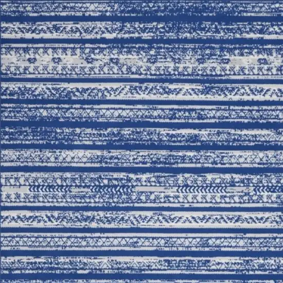 Blue And Ivory Geometric Dhurrie Area Rug Photo 3