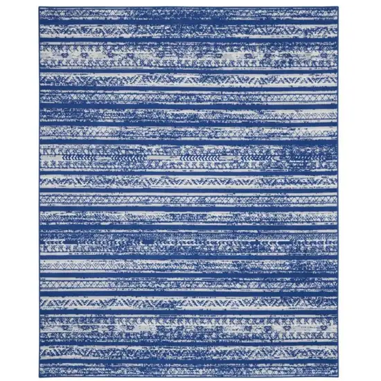 Blue And Ivory Geometric Dhurrie Area Rug Photo 2