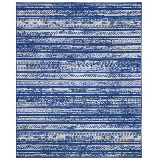 Blue And Ivory Geometric Dhurrie Area Rug Photo 1