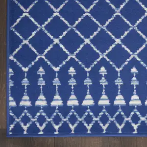 Photo of Navy Blue and Ivory Geometric Area Rug