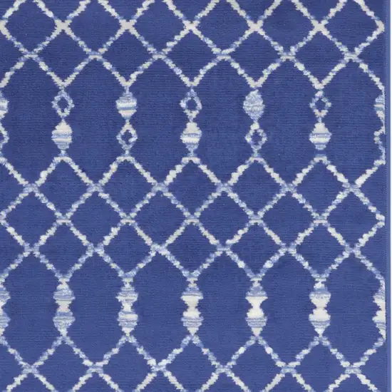 Navy Blue and Ivory Geometric Area Rug Photo 6