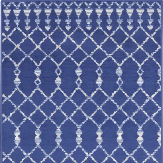 Navy Blue and Ivory Geometric Area Rug Photo 7