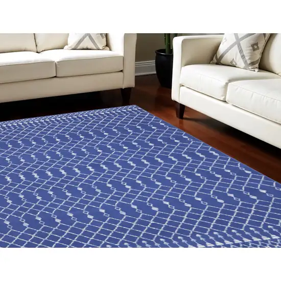 Navy Blue and Ivory Moroccan Distressed Non Skid Area Rug Photo 1