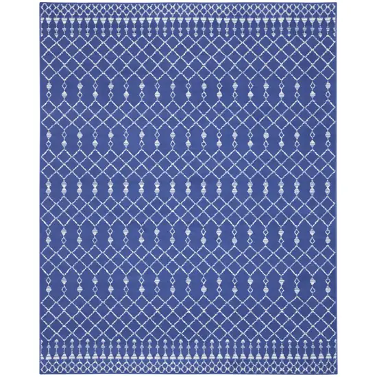 Navy Blue and Ivory Moroccan Distressed Non Skid Area Rug Photo 2