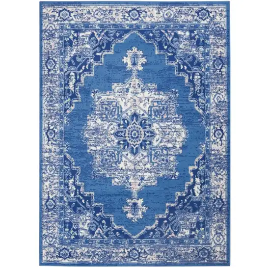 Navy Blue Floral Dhurrie Area Rug Photo 1