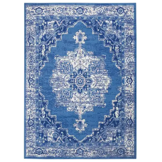 Navy Blue Floral Dhurrie Area Rug Photo 2