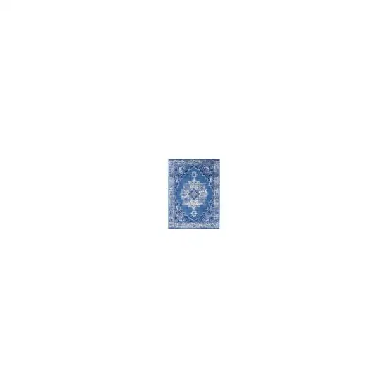 Navy Blue Floral Dhurrie Area Rug Photo 4