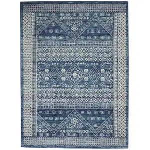 Photo of Navy Blue and Ivory Persian Motifs Area Rug