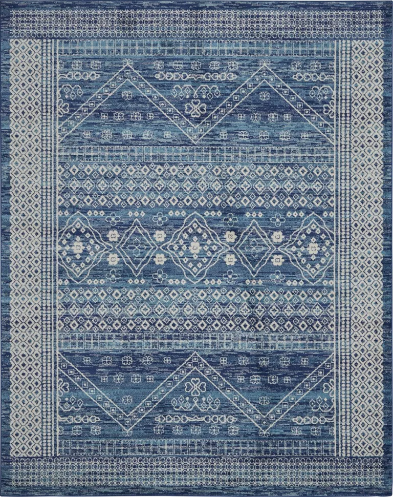 Navy Blue and Ivory Persian Motifs Area Rug Photo 1