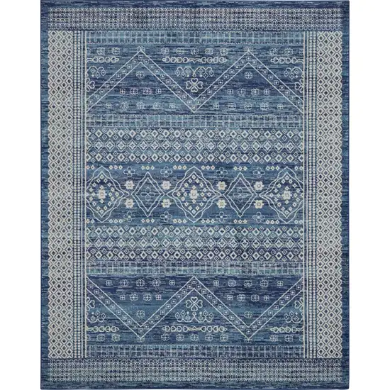 Navy Blue and Ivory Persian Motifs Area Rug Photo 1