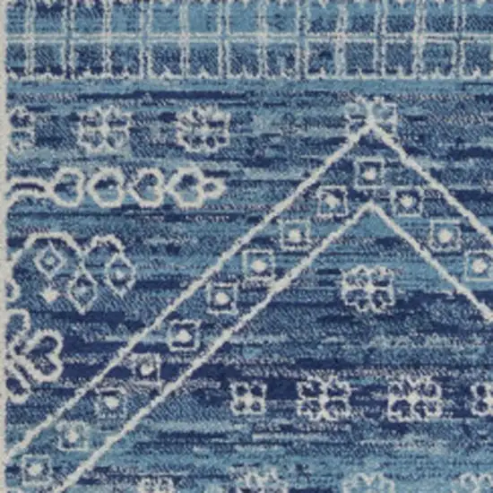 Navy Blue And Ivory Tribal Area Rug Photo 4