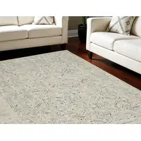 Photo of Navy Blue and Ivory Wool Abstract Area Rug