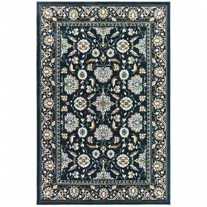 Photo of Navy Caramel And Ivory Oriental Power Loom Stain Resistant Area Rug