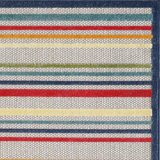 Navy Colorful Striped Indoor Outdoor Area Rug Photo 2