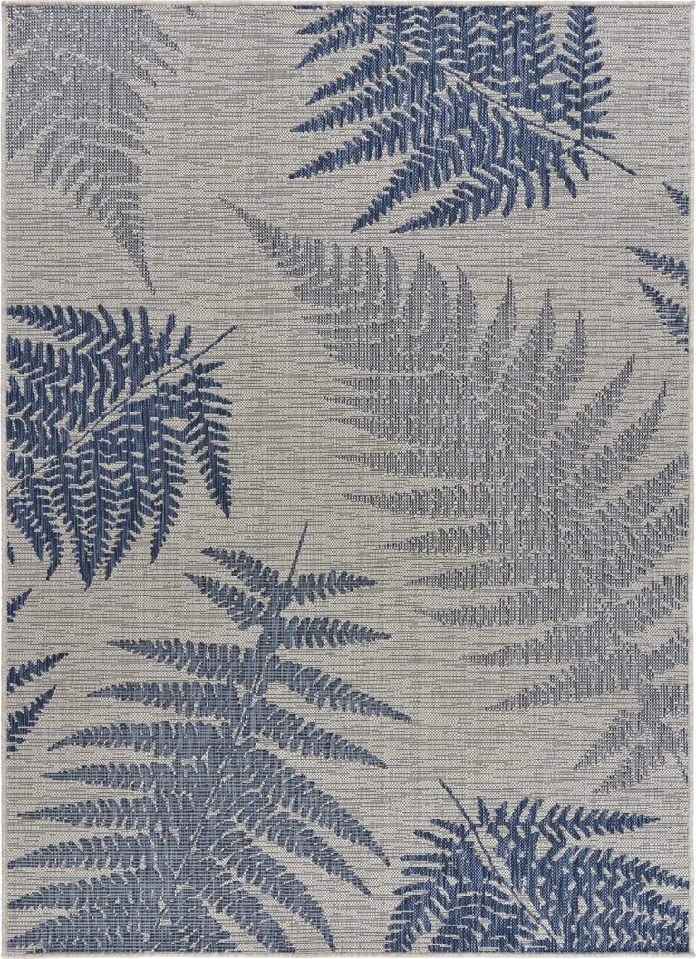 Navy Fern Leaf Indoor Outdoor Area Rug Photo 1