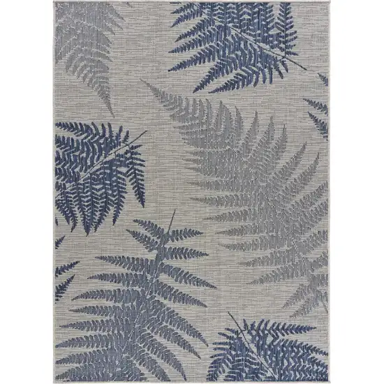 Navy Fern Leaf Indoor Outdoor Area Rug Photo 1