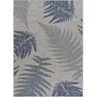 Photo of Navy Fern Leaf Indoor Outdoor Area Rug