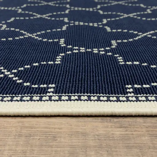 Navy Geometric Stain Resistant Indoor Outdoor Area Rug Photo 3