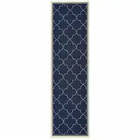 Photo of Navy Geometric Stain Resistant Indoor Outdoor Area Rug