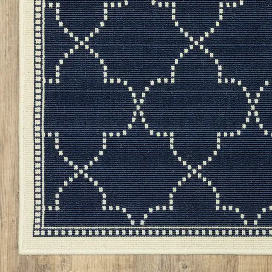 Navy Geometric Stain Resistant Indoor Outdoor Area Rug Photo 3