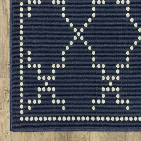 Navy Geometric Stain Resistant Indoor Outdoor Area Rug Photo 3