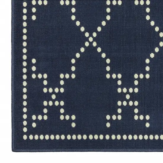 Navy Geometric Stain Resistant Indoor Outdoor Area Rug Photo 4