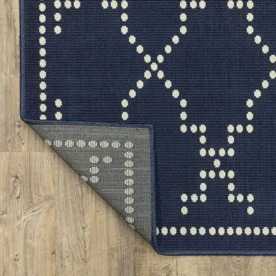 Navy Geometric Stain Resistant Indoor Outdoor Area Rug Photo 9