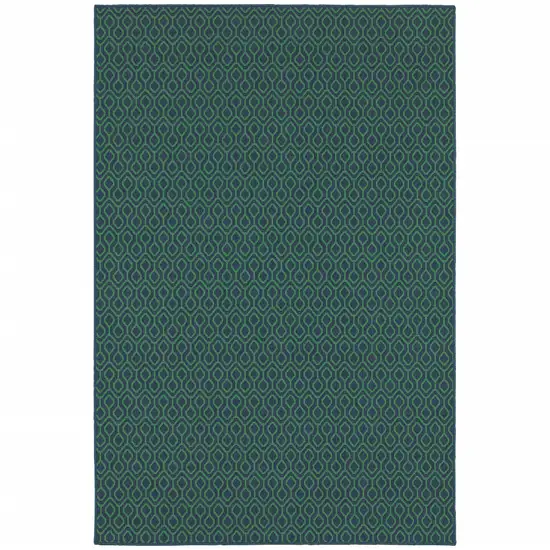 Navy Geometric Stain Resistant Indoor Outdoor Area Rug Photo 1