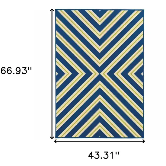 Navy Geometric Stain Resistant Indoor Outdoor Area Rug Photo 5