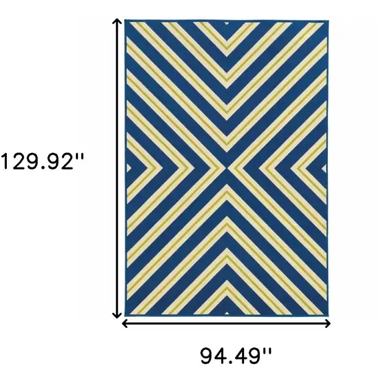 Navy Geometric Stain Resistant Indoor Outdoor Area Rug Photo 5