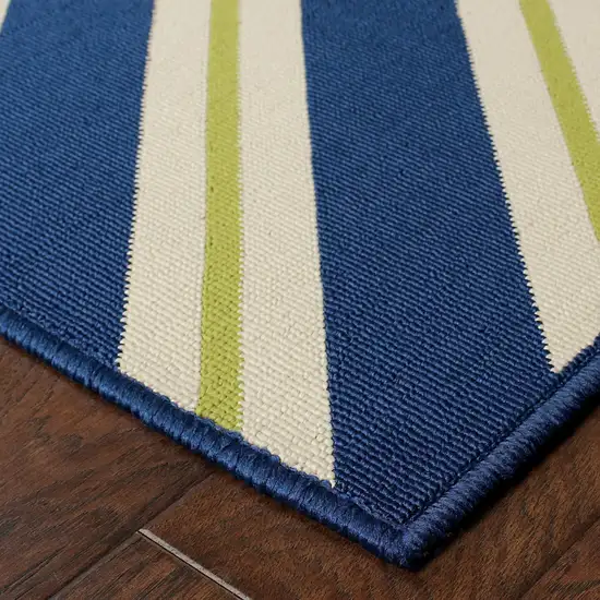 Navy Geometric Stain Resistant Indoor Outdoor Area Rug Photo 3